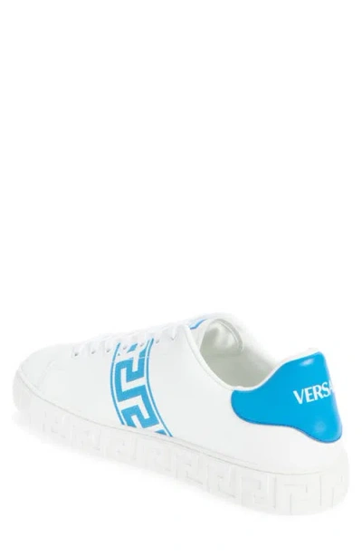 Versace Leather Low-top Greca Style Sneakers In White