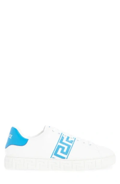 Versace Leather Low-top Greca Style Sneakers In White