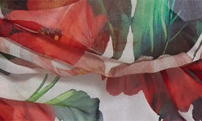 Dolce & Gabbana Bustier Top In Marquisette And Chiffon With Rose Print In White