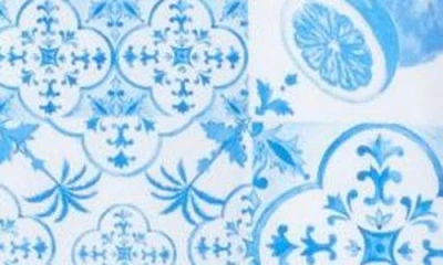 Mavrans Tropical Print Short Sleeve Performance Button-up Shirt In Blue Multi