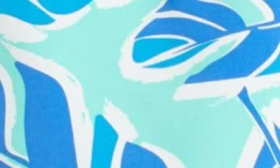 Tom & Teddy Palm Leaf Print Swim Trunks In Green Blue