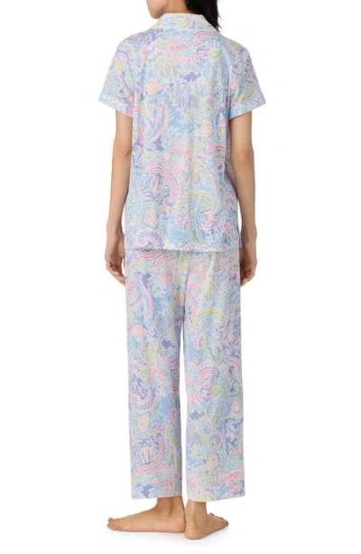 Ralph Lauren Women's Notched-collar Cropped Pajama Set In Blue Paisley