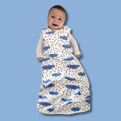Norani Organic Sleep Sack With Added Insert For All Seasons In Blue Clouds