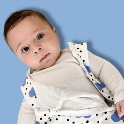 Norani Organic Sleep Sack With Added Insert For All Seasons In Blue Clouds