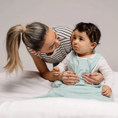 Norani Organic Sleep Sack With Added Insert For All Seasons In Green Stripes