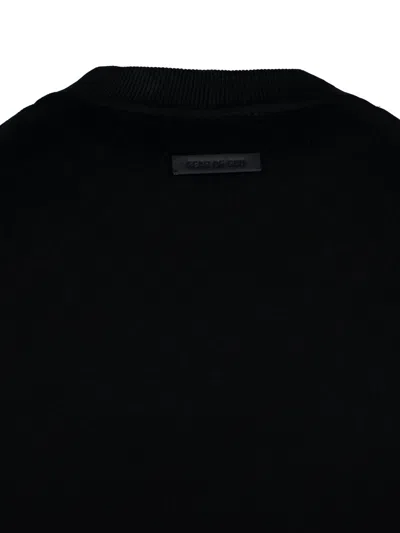 Fear Of God Black Crewneck Sweater With Tonal Logo Lettering Embroidery On The Front