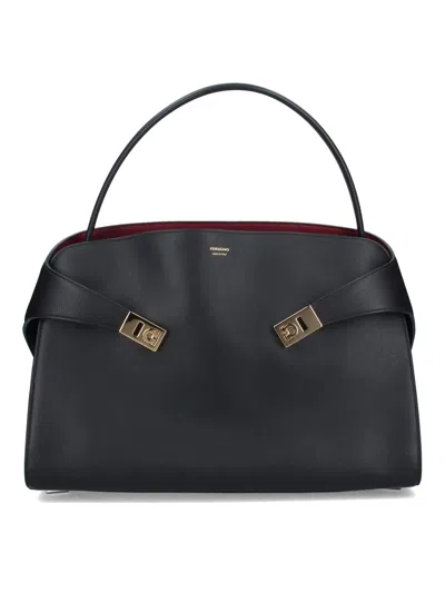 Ferragamo Structured Leather Shoulder Bag In Multi