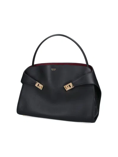 Ferragamo Structured Leather Shoulder Bag In Multi