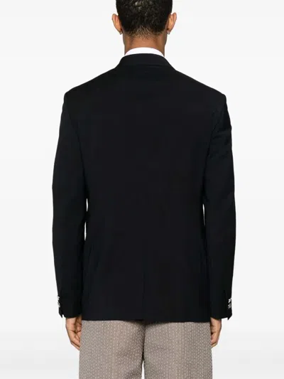Fendi Straight-cut Double Breasted Wool Jacket Clothing In Black