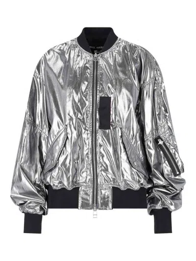 Junya Watanabe Metallic Effect Bomber Jacket In Silver