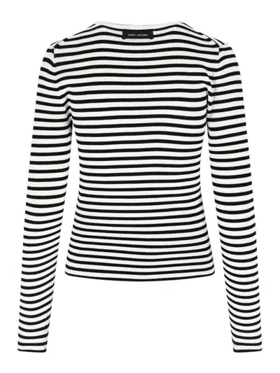 Marc Jacobs Black/white Striped Ribbed Sweater In White
