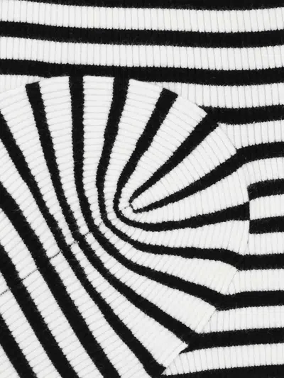 Marc Jacobs Black/white Striped Ribbed Sweater In White