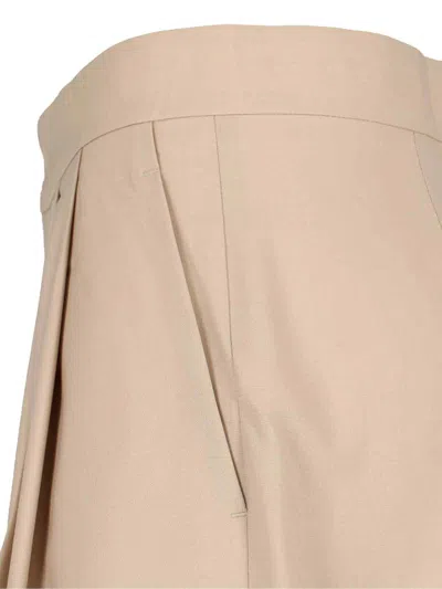 Sa Su Phi High-waisted Wide-leg Trousers With Front Pleats In Beige