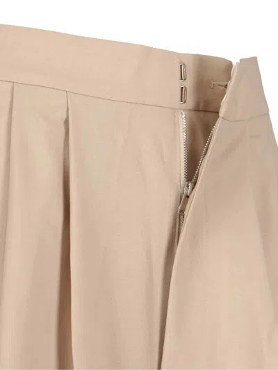 Sa Su Phi High-waisted Wide-leg Trousers With Front Pleats In Beige
