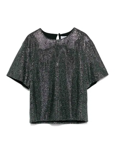 Giuseppe Di Morabito Embellished Metallic Short Sleeves Blouse In Black