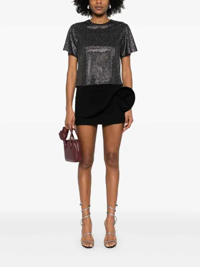 Giuseppe Di Morabito Embellished Metallic Short Sleeves Blouse In Black