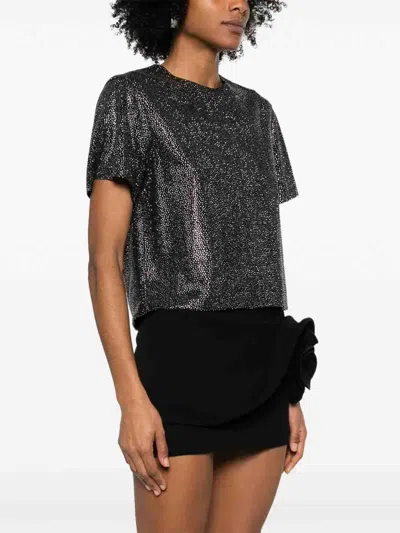 Giuseppe Di Morabito Embellished Metallic Short Sleeves Blouse In Black
