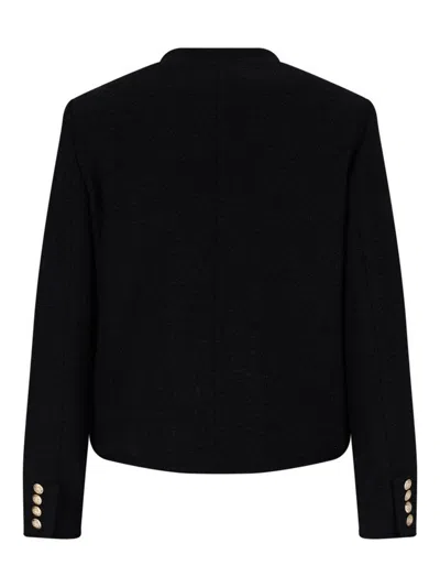 Dunst Black Crewneck Jacket With Contrasting Jewel Buttons In Black
