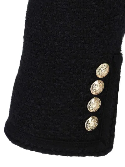Dunst Black Crewneck Jacket With Contrasting Jewel Buttons In Black
