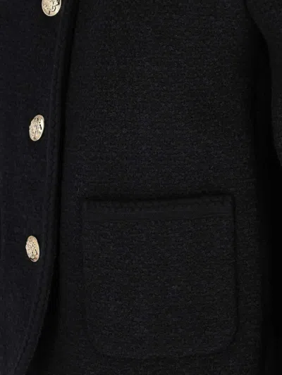 Dunst Black Crewneck Jacket With Contrasting Jewel Buttons In Black