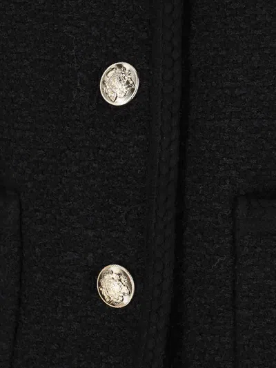 Dunst Black Crewneck Jacket With Contrasting Jewel Buttons In Black