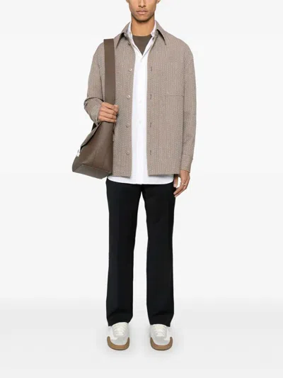 Fendi Single-breasted Jacquard Jacket In Neutral