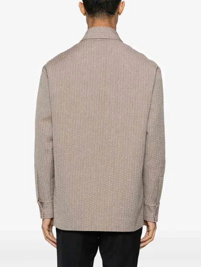 Fendi Single-breasted Jacquard Jacket In Neutral