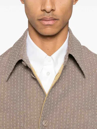 Fendi Single-breasted Jacquard Jacket In Neutral