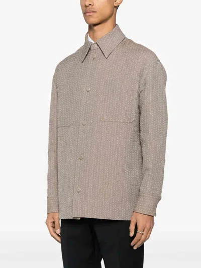 Fendi Single-breasted Jacquard Jacket In Neutral