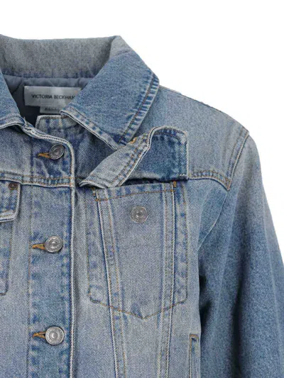 Victoria Beckham Padded Denim Jacket In Blue