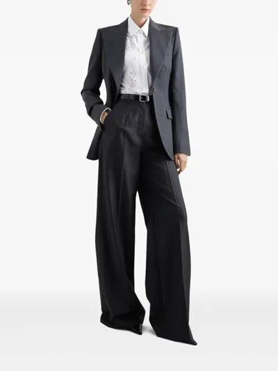 Dolce & Gabbana Long-sleeve Button-front Lace-inset Poplin Blouse In White