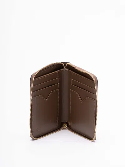 Fendi Medium Ff Diamonds Zip-around Wallet In Brown