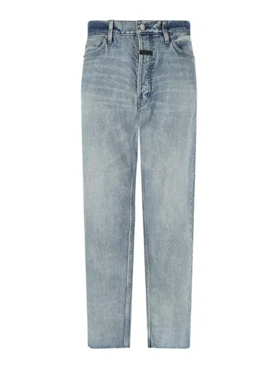 Fear Of God Five-pocket Raw Hem Straight Leg Jeans In Indigo 2