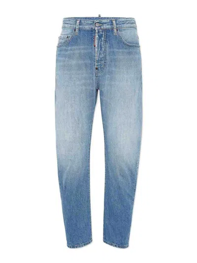 Dsquared2 Navy Blue Cotton Pants In Blue