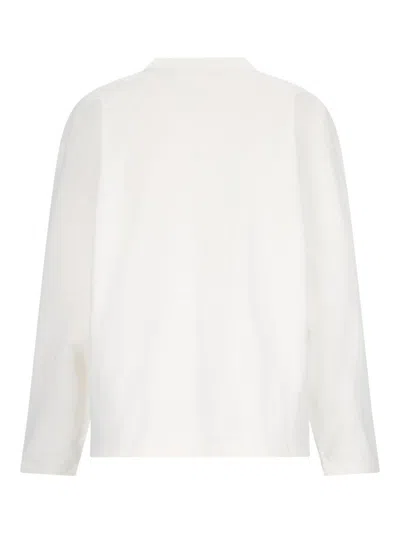 Jil Sander Cropped Long-sleeved Top With Minimalist Design And Logo In White
