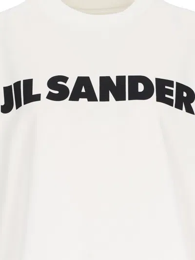 Jil Sander Cropped Long-sleeved Top With Minimalist Design And Logo In White