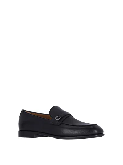 Ferragamo Crystal Gancini Leather Loafers In Black