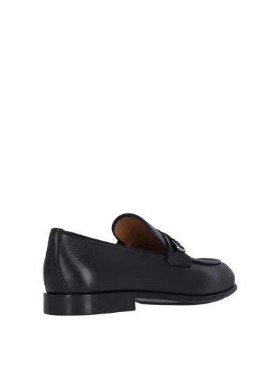 Ferragamo Crystal Gancini Leather Loafers In Black