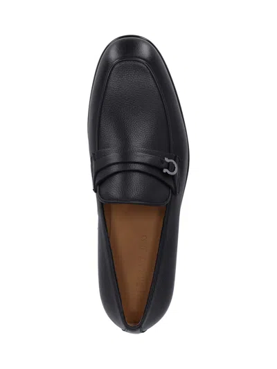 Ferragamo Crystal Gancini Leather Loafers In Black