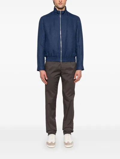 Brunello Cucinelli Men Bomber Jacket In Dark Blue
