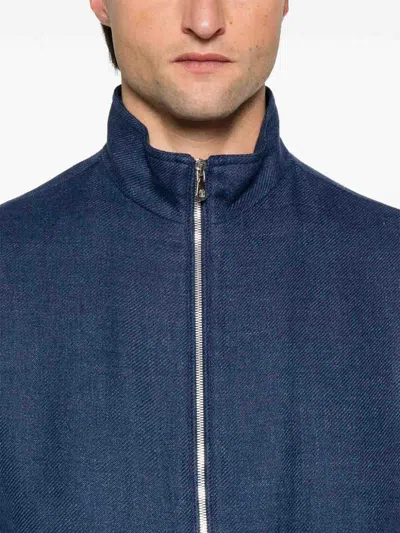 Brunello Cucinelli Men Bomber Jacket In Dark Blue