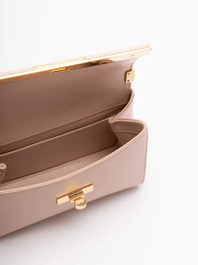 Dolce & Gabbana Small Marlene Satin Shoulder Bag In Dark Beige