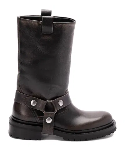 Golden Goose Kurt Boots In Black Leather With Buckle In Black