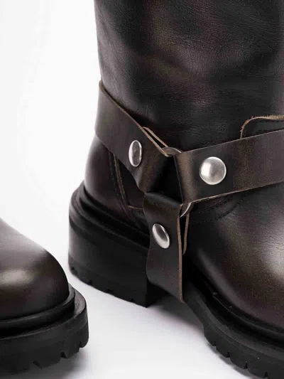 Golden Goose Kurt Boots In Black Leather With Buckle In Black