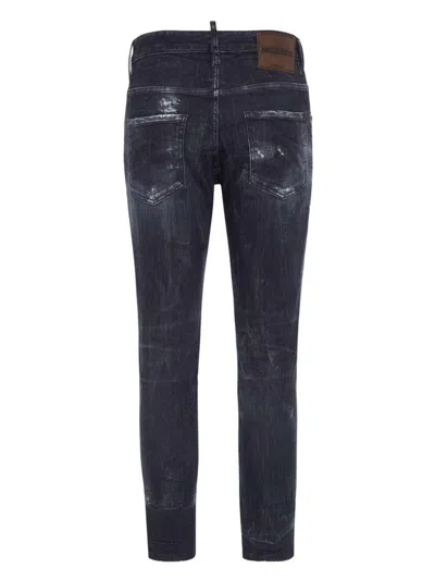 Dsquared2 Cool Gut Black Jeans With Belt Loops And Faded Effect In Denim Man In Black