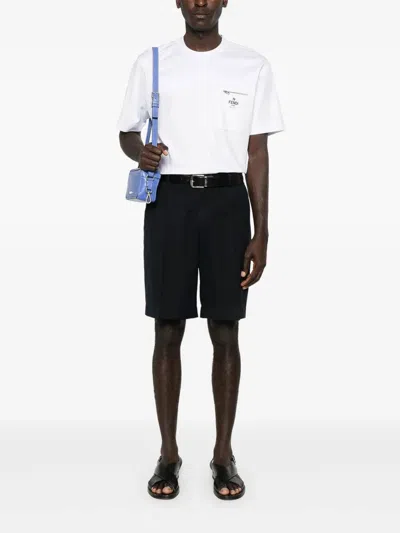 Fendi Men White Crewneck T-shirt With Log Print On The Front In Cotton Man