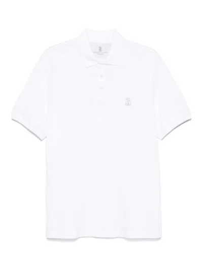 Brunello Cucinelli Logo Cotton Polo Shirt In White