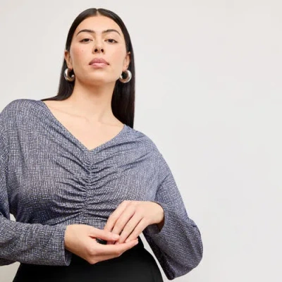 M.m.lafleur Amina Ruched Top In Blueprint Sketch
