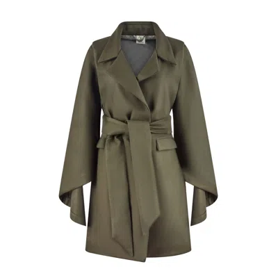 Numbat Women's Green Edith Cashmere Coat With Cloak Sleeves