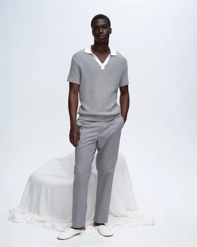 Atm Anthony Thomas Melillo Cotton Cashmere Colorblock Short Sleeve Polo In Heather Shark-chalk